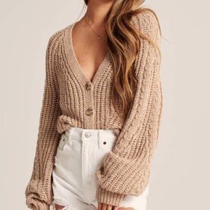 Abercrombie & Fitch Puff Sleeve Cropped Cardigan
